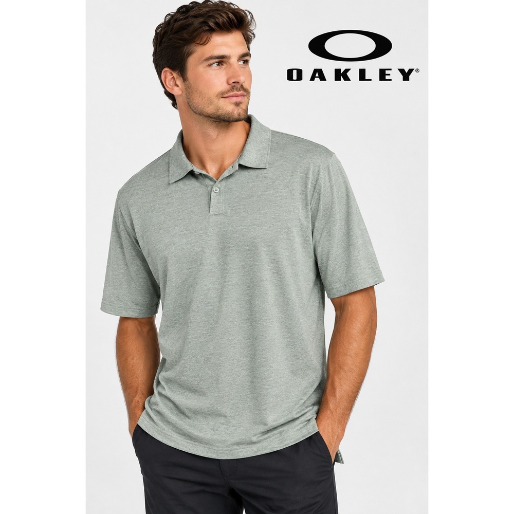 Oakley Hydrolix Mens 2XL Polo Shirt Sage Green Heathered Performance S/S